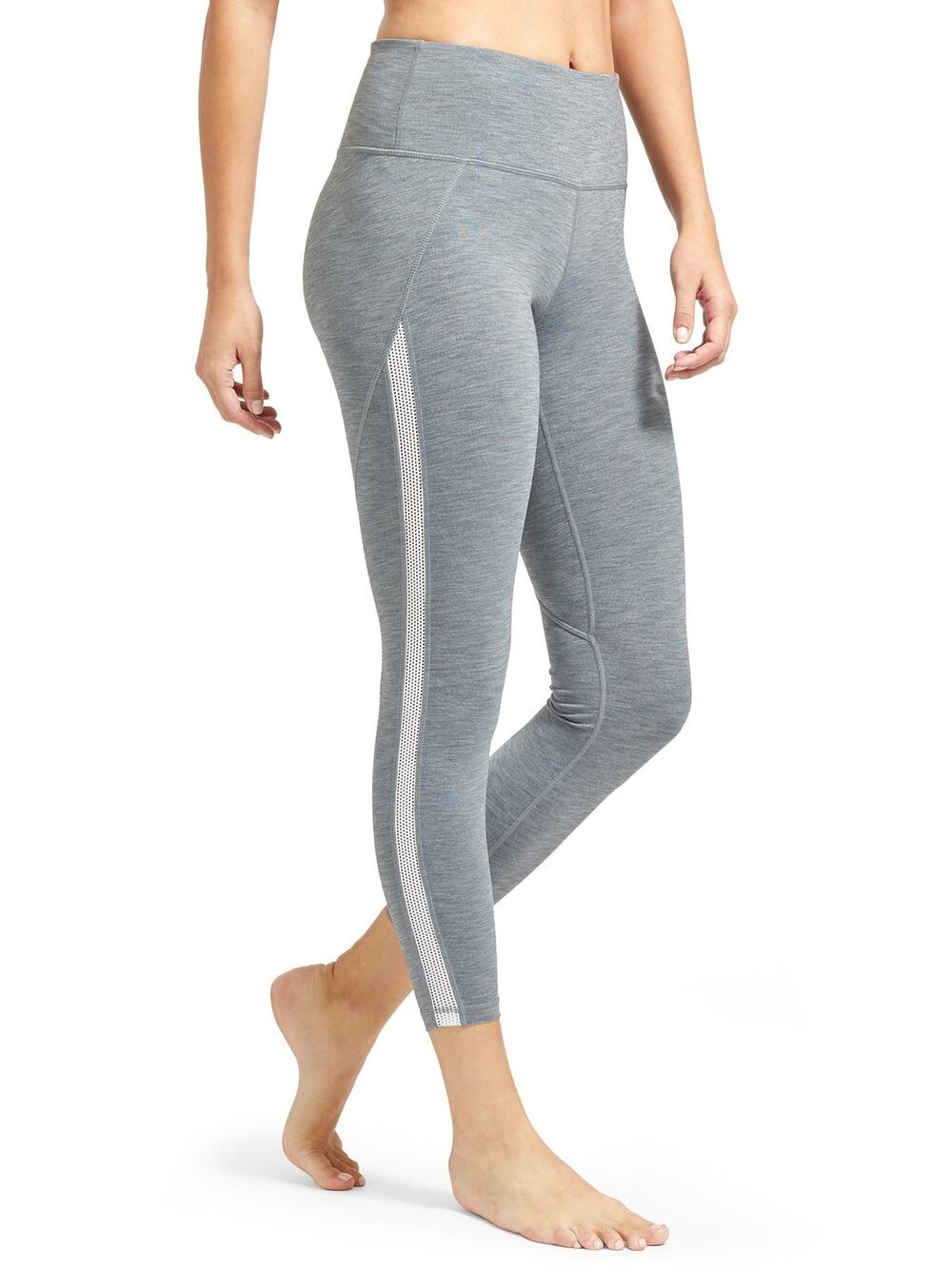 Athleta Grey and White High Rise Mesh Chaturanga 7/8 Tights Leggings Size Small